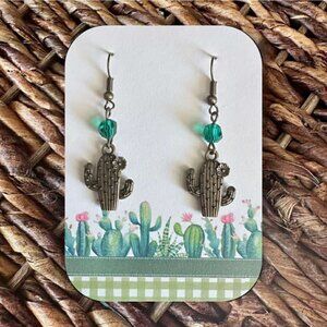 Bronze-Tone Blooming Cactus Dangle Earrings 🌵